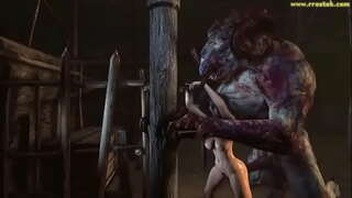 3D monster makes the girls വയറു തള്ളിച്ചയിൽ